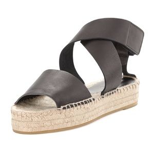 Vince Elise black leather espadrilles
